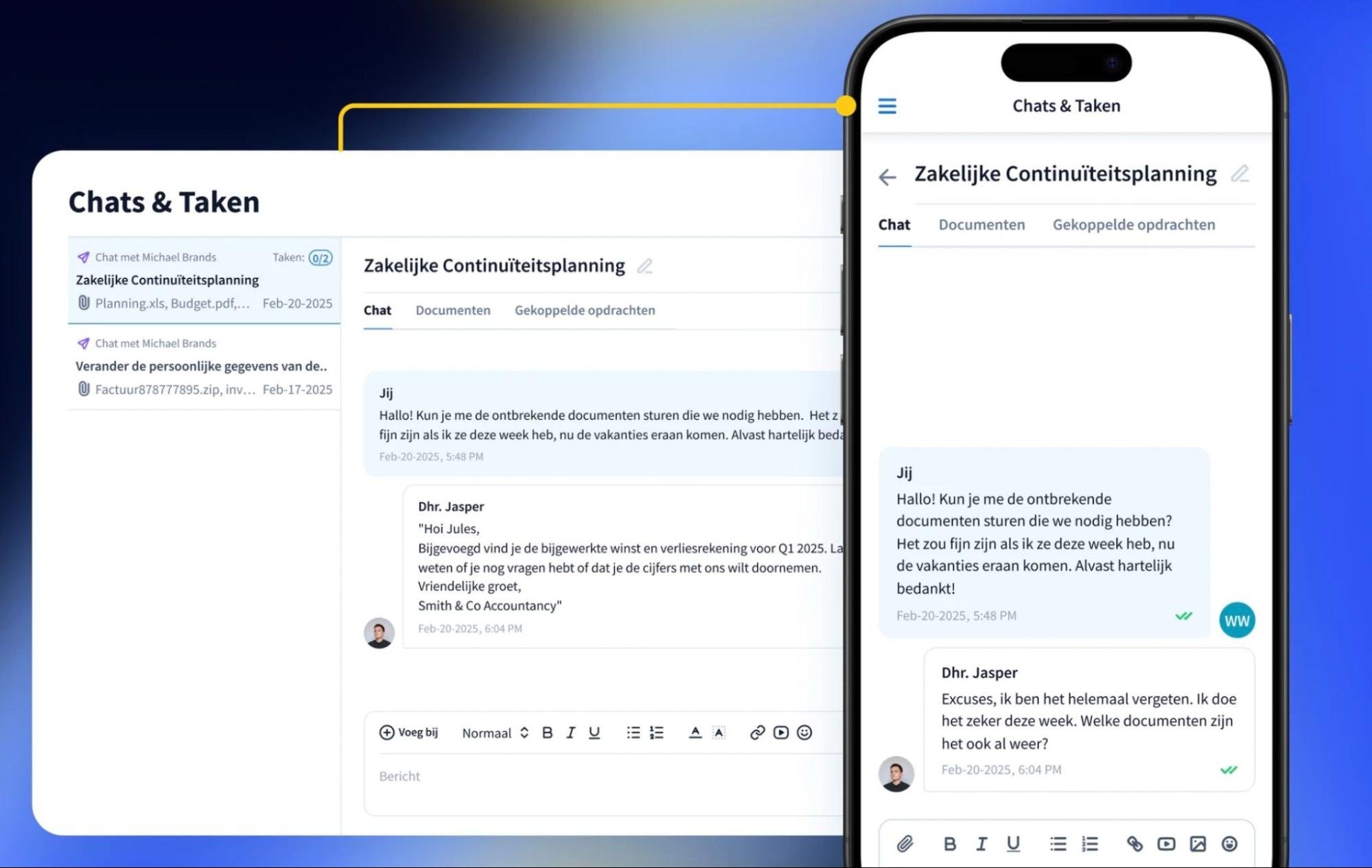 Client messaging in TaxDome’s client portal and mobile app