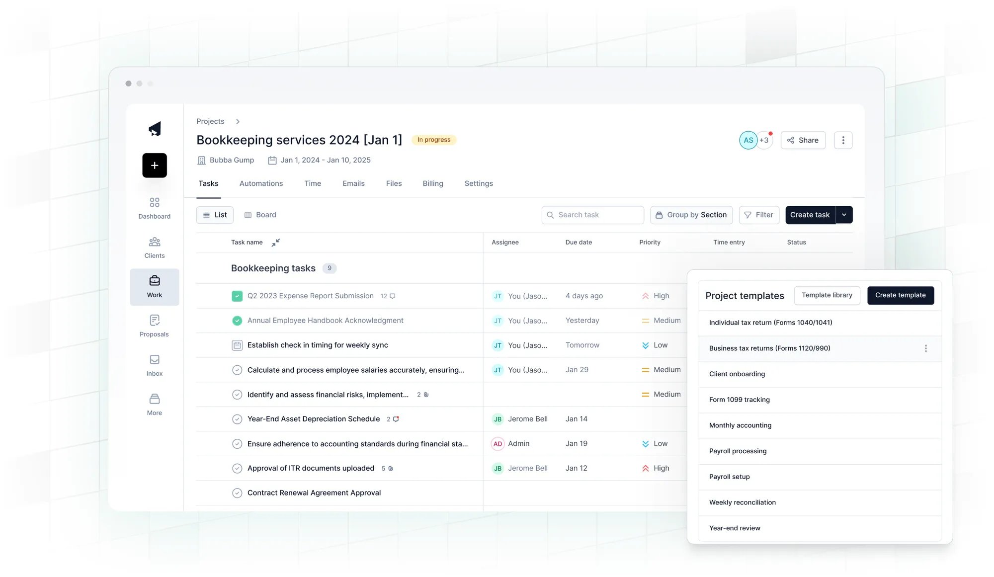 a composite of Cone project management software for accountants