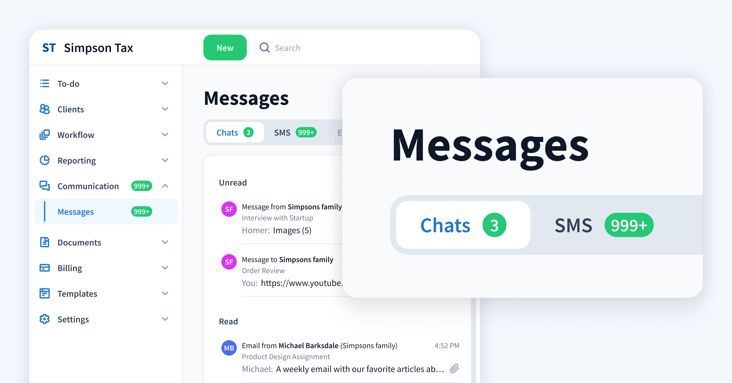 Screenshot of TaxDome’s communication tools