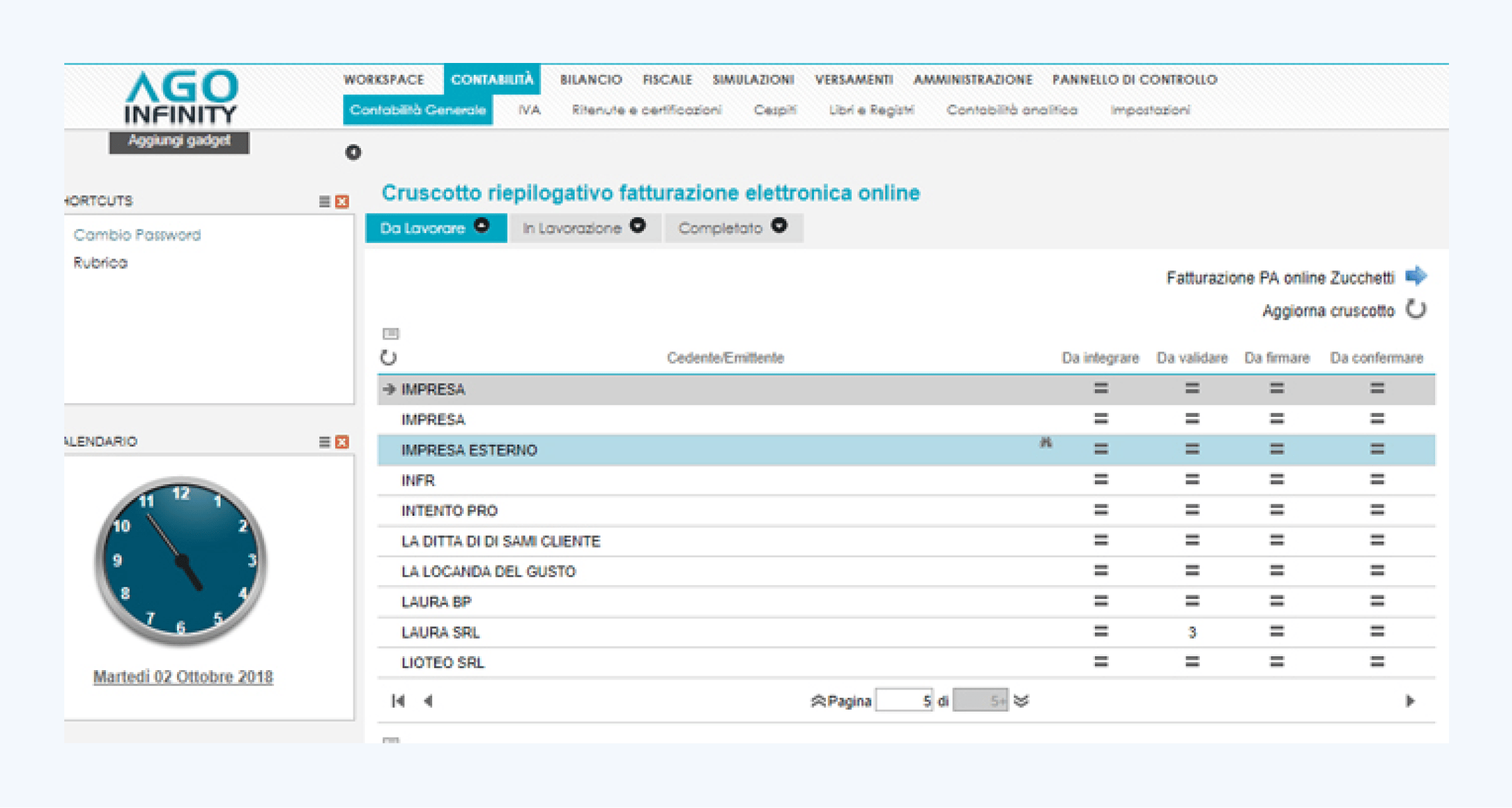 Screenshot di AgoInifnity - programma per la gestione fiscale