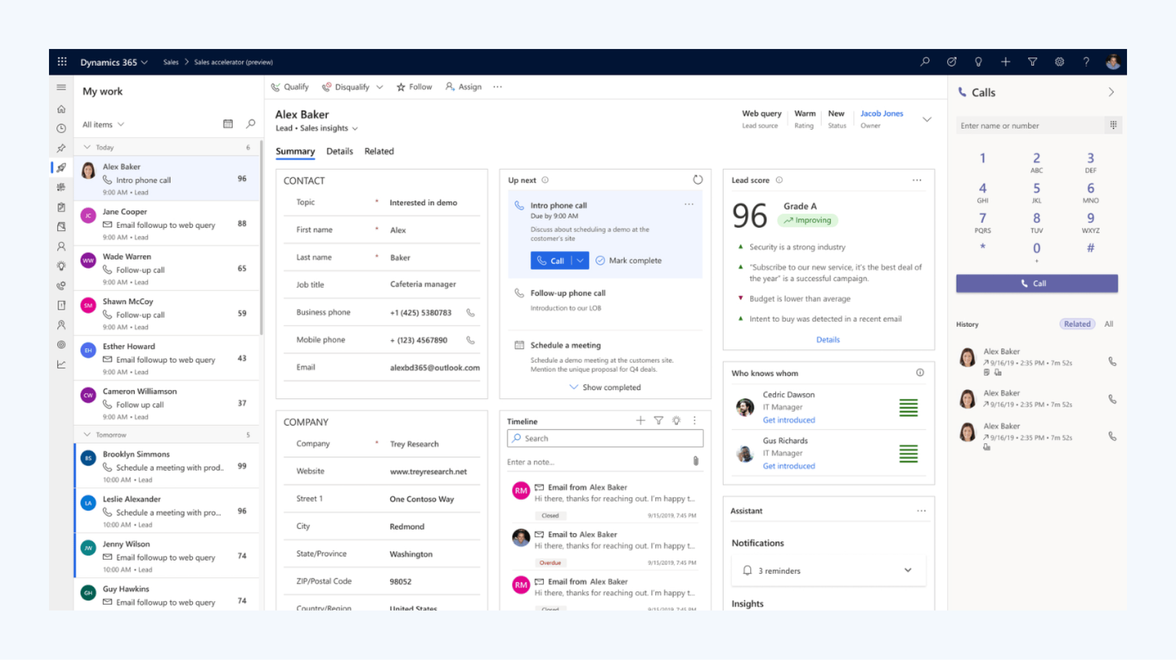 Dashboard di Microsoft Dynamics 365 ERP