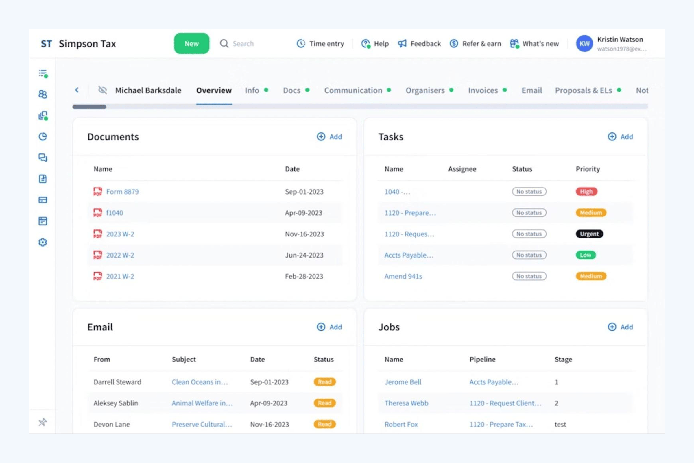 TaxDome practice management platform dashboard