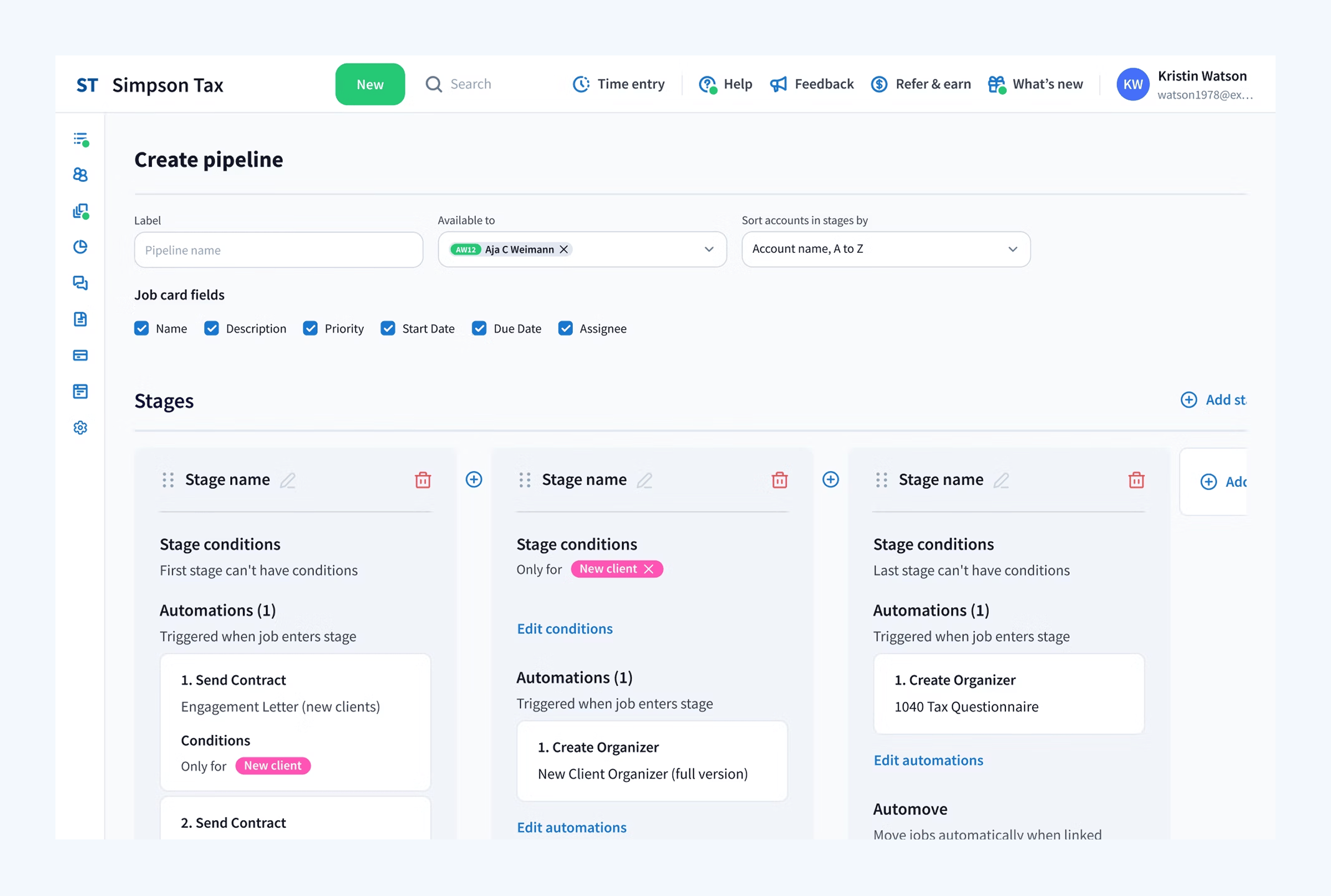 Screenshot of the TaxDome workflow management dashboard