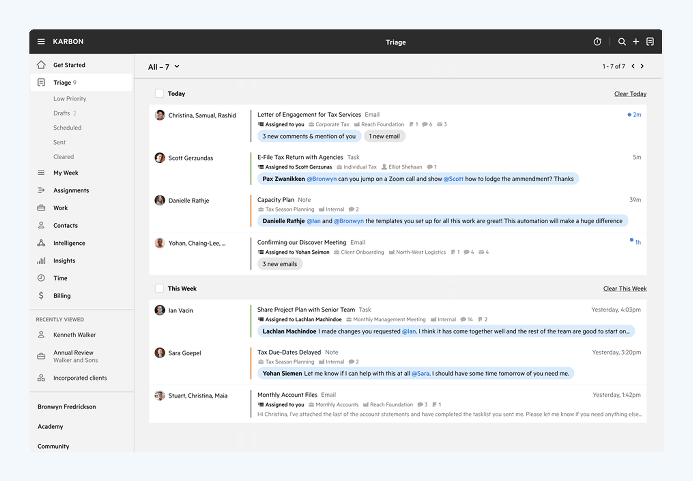 Karbon shared inbox and email collaboration view