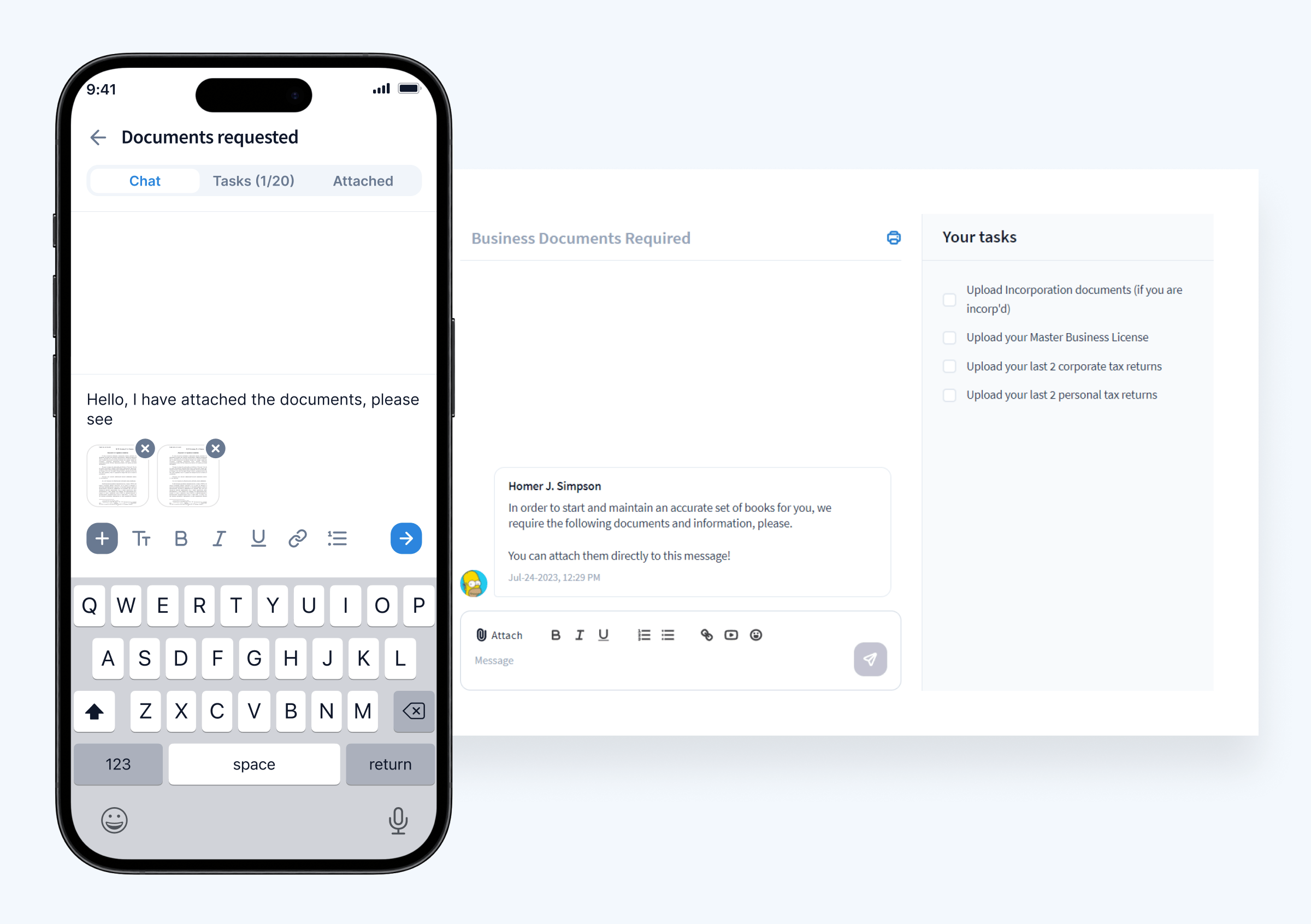 Image showing TaxDome's communication capabilities