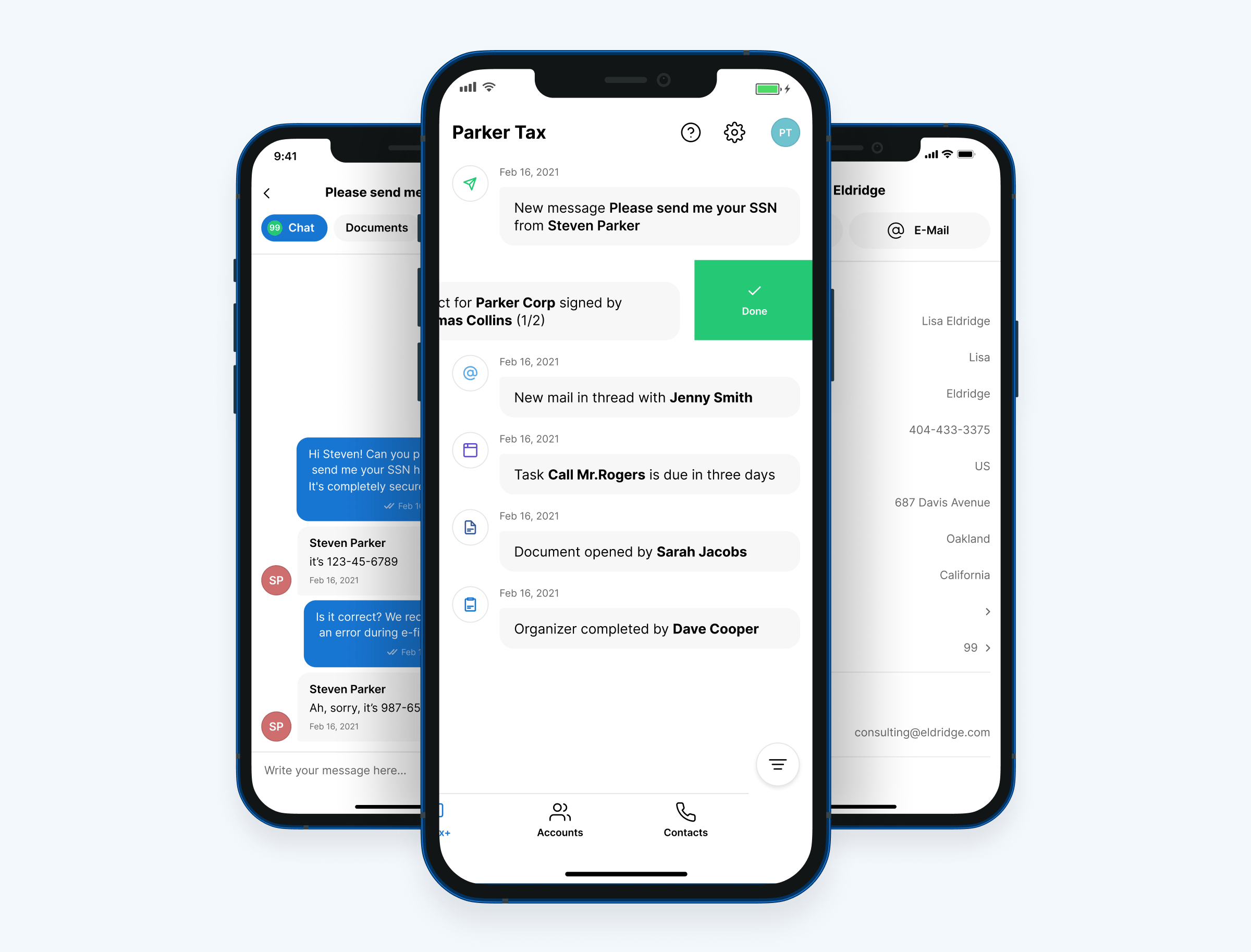 Image displaying TaxDome’s firm mobile app interface.