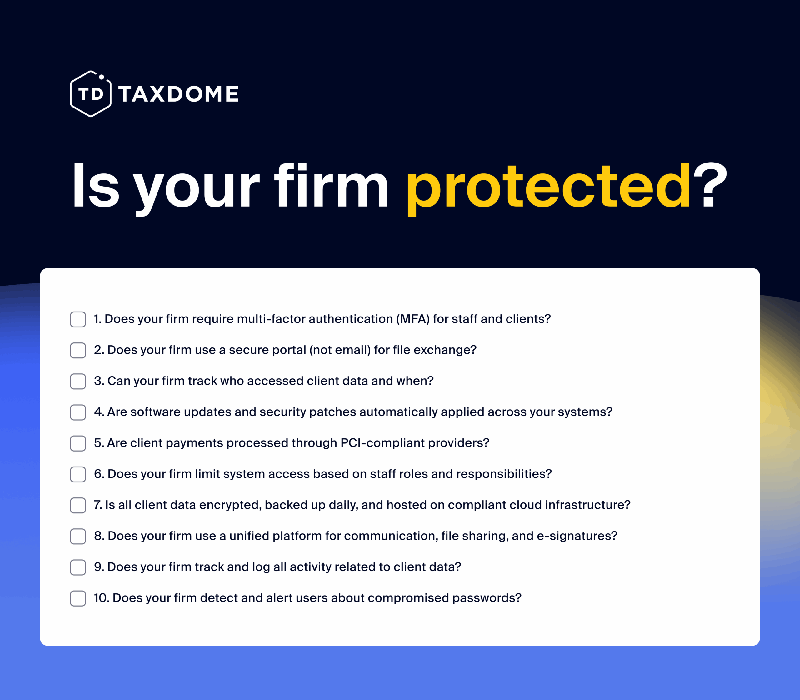Cybersecurity checklist for accounting firms