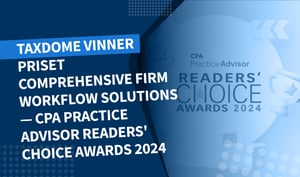 TaxDome vinner kategorin Comprehensive Firm Workflow Solutions – CPA Practice Advisor Readers’ Choice Awards 2024
