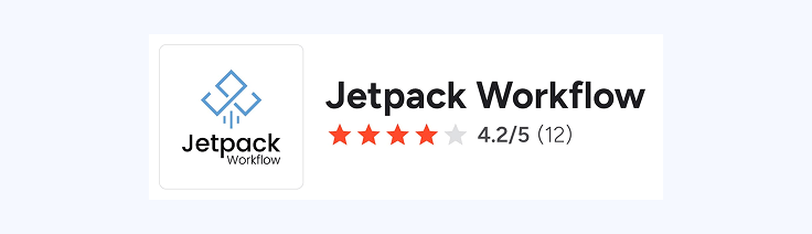 A screenshot of Jetpack Workflow’s review score on G2