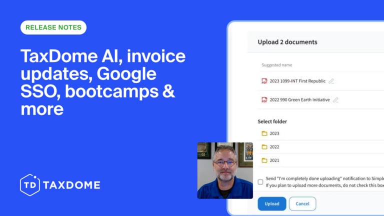 TaxDome August update: TaxDome AI, Improved invoice customizations, SSO sign-on, and much more coming!