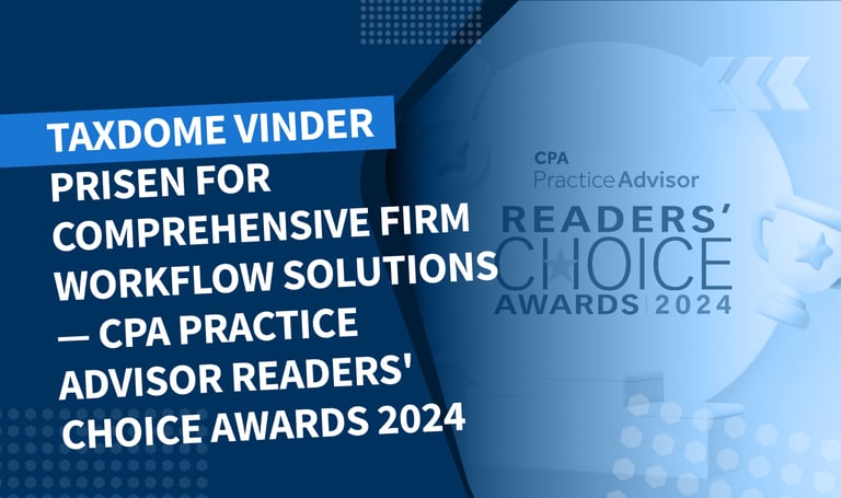 TaxDome vinder Comprehensive Firm Workflow Solutions – CPA Practice Advisor Readers’ Choice Awards 2024