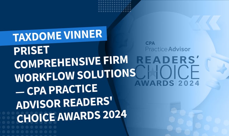 TaxDome vinner kategorin Comprehensive Firm Workflow Solutions – CPA Practice Advisor Readers’ Choice Awards 2024