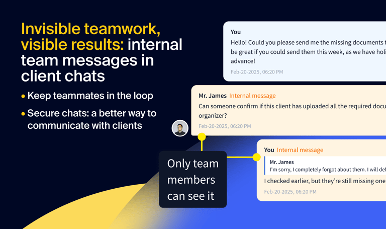 Invisible teamwork, visible results: internal team messages in client chats 