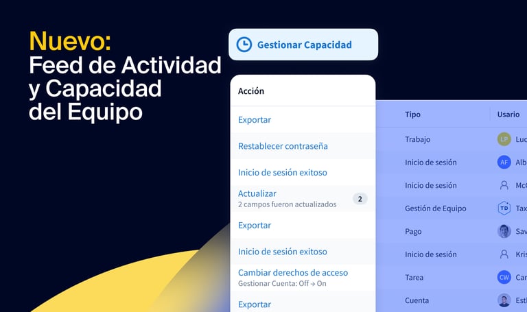 Nuevo: Feed de actividad y Capacidad del equipo: haz un seguimiento de toda la actividad de tu empresa y maximiza el rendimiento del equipo