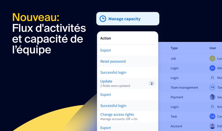 Nouveau : Flux d’activité et capacité de l’équipe – suivez toutes les activités de votre cabinet et optimisez les performances de votre équipe