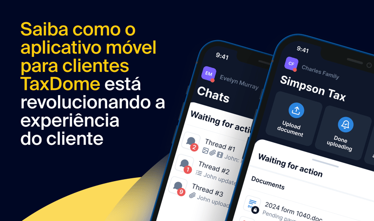 Revolucionando a experiência do cliente: por que o aplicativo móvel para clientes da TaxDome está entre os 100 melhores nas lojas de aplicativos com classificação 4,9/5 em mais de 4.000 avaliações