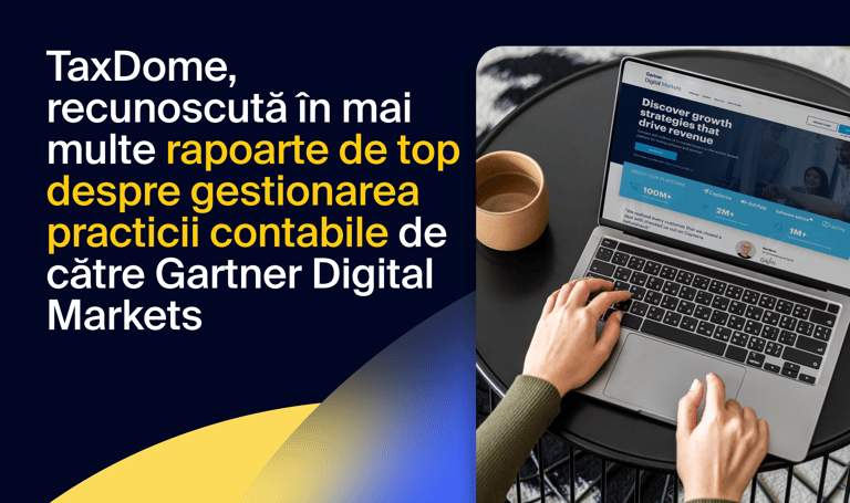 TaxDome, recunoscută de Gartner Digital Markets în mai multe rapoarte despre platforme de gestionare a practicii contabile.