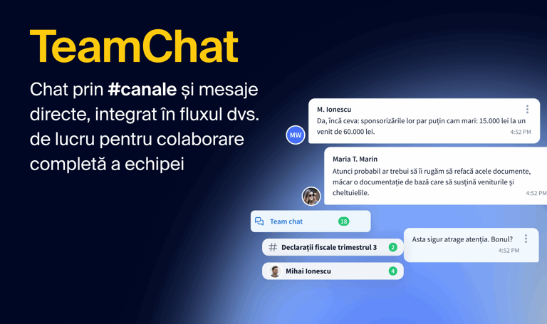 TeamChat aduce #canale și mesaje directe în fluxul dvs. de lucru pentru o colaborare completă și integrată a echipei