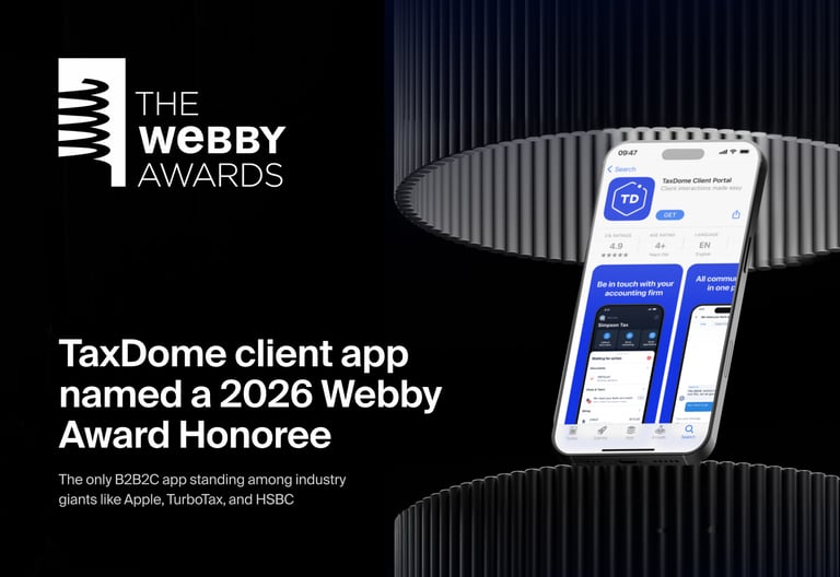 TaxDome client app named a 2026 Webby Award Honoree in Fintech, Financial Services & Banking