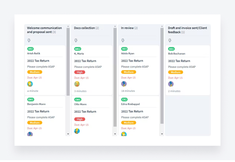 Screenshot showcasing TaxDome’s workflow automation capabilities