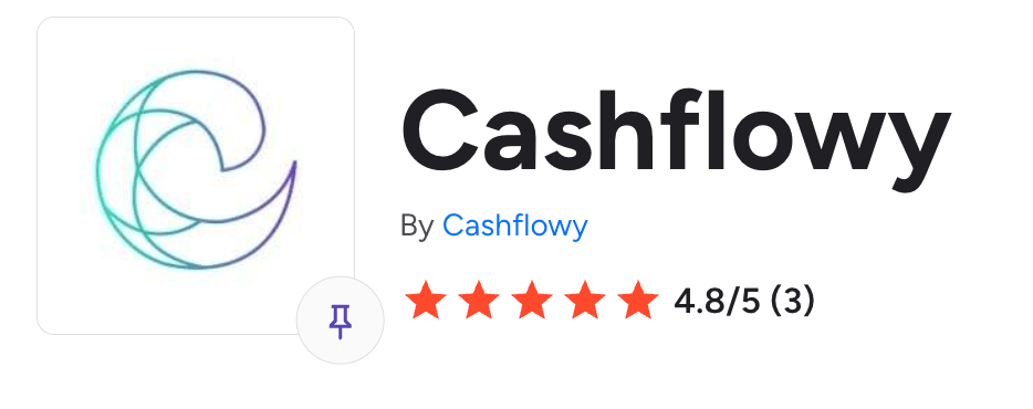 A screenshot of Cashflowy’s average G2 review score.