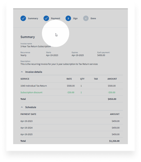 Impostare dei pagamenti ricorrenti con firma elettronica integrata