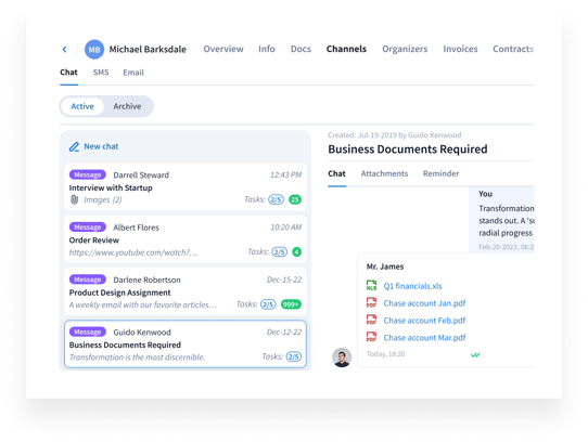 Kaikki asiakasviestintä yhdessä turvallisessa paikassa: tekstiviestit, sähköpostin synkronointi, chatit ja paljon muuta