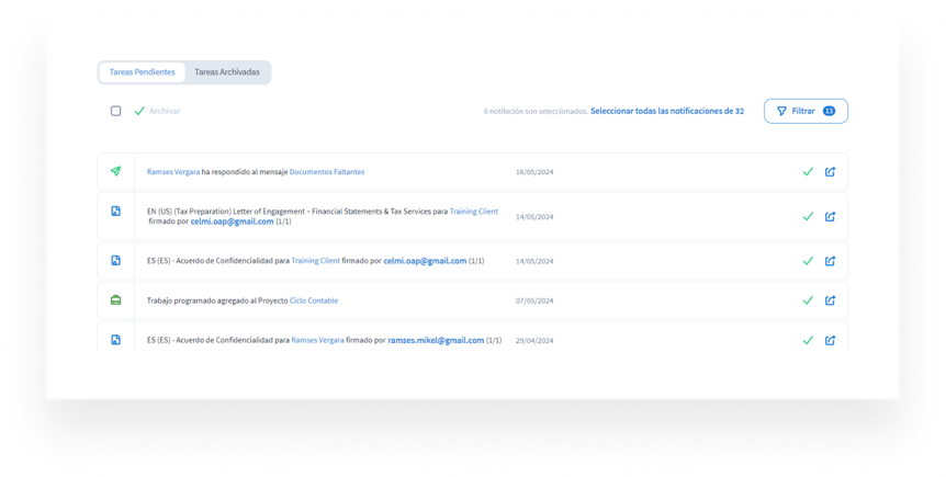 Inbox+: centro de notificaciones personalizadas sobre la actividad de asesorías y clientes